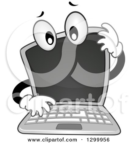 Clipart of a Cartoon Confused Laptop Computer - Royalty Free Vector Illustration by BNP Design Studio