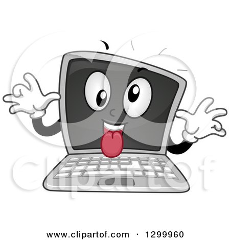 Clipart of a Cartoon Goofy Laptop Computer - Royalty Free Vector Illustration by BNP Design Studio