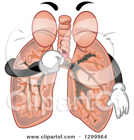 Clipart of a Cartoon Lungs Character Coughing - Royalty Free Vector Illustration by BNP Design Studio