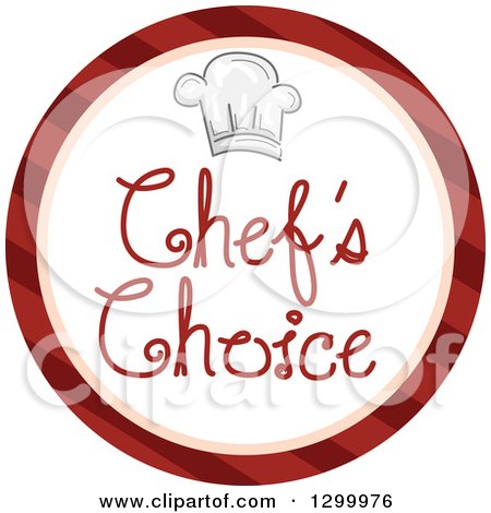 Clipart of a Round Striped Icon of a Toque Hat and Chefs Choice Text - Royalty Free Vector Illustration by BNP Design Studio