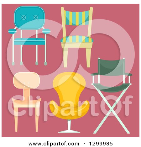 Clipart of Chairs over Pink - Royalty Free Vector Illustration by BNP Design Studio