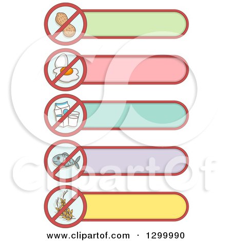 Clipart of Food Allergy Labels with Text Space - Royalty Free Vector Illustration by BNP Design Studio