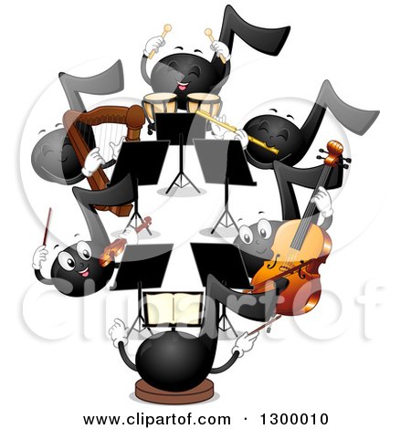 Clipart of a Music Note Orchestra - Royalty Free Vector Illustration by BNP Design Studio