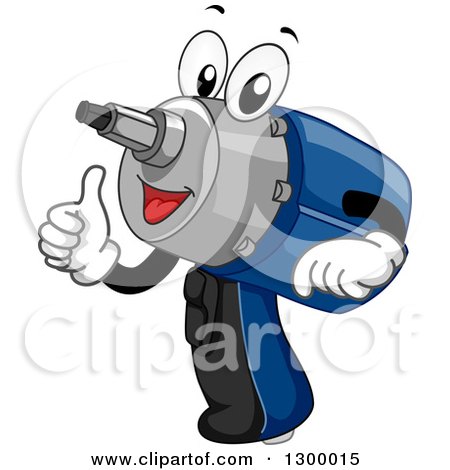 Clipart of a Cartoon Power Drill Impact Wrench Giving a Thumb up - Royalty Free Vector Illustration by BNP Design Studio