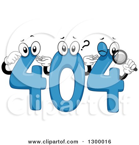Clipart of Blue Error 404 Characters - Royalty Free Vector Illustration by BNP Design Studio
