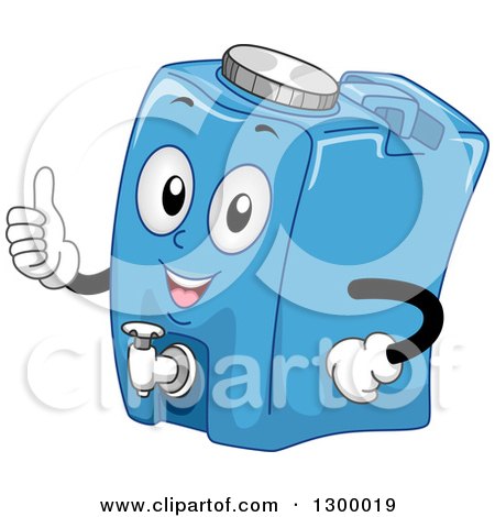Clipart of a Cartoon Water Container Character Holding a Thumb up - Royalty Free Vector Illustration by BNP Design Studio