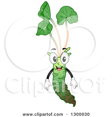 Clipart of a Cartoon Wasabi Root Character - Royalty Free Vector Illustration by BNP Design Studio