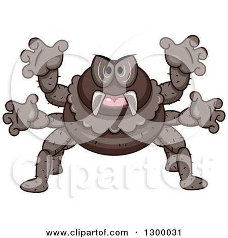 Clipart of a Cartoon Attacking Spider - Royalty Free Vector Illustration by BNP Design Studio