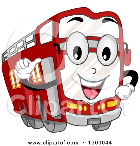 Clipart of a Cartoon Double Decker Bus Character - Royalty Free Vector Illustration by BNP Design Studio