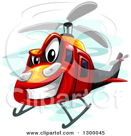 Clipart of a Grinning Assault Helicopter - Royalty Free Vector Illustration by BNP Design Studio