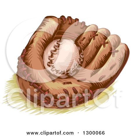 Clipart of a Ball in a Baseball Glove - Royalty Free Vector Illustration by BNP Design Studio