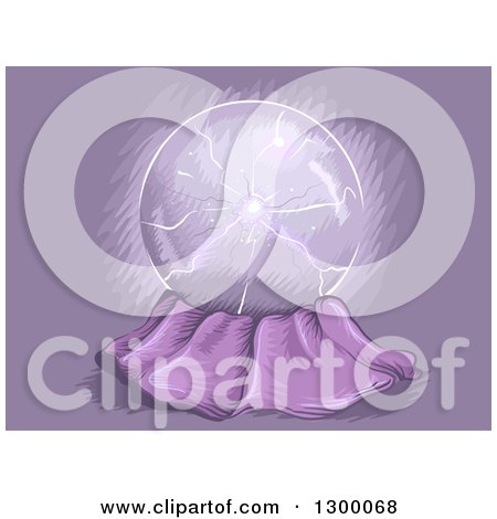Clipart of a Sketched Plasma Ball on Purple - Royalty Free Vector Illustration by BNP Design Studio
