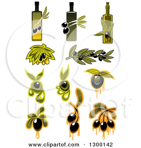 Clipart of Olive and Oil Designs - Royalty Free Vector Illustration by Vector Tradition SM