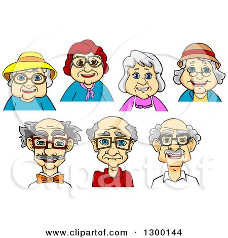 Clipart of Avatars of White Senior Men and Women - Royalty Free Vector Illustration by Vector Tradition SM