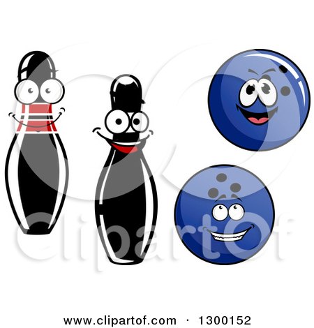 Clipart of Bowling Pin and Ball Characters - Royalty Free Vector Illustration by Vector Tradition SM