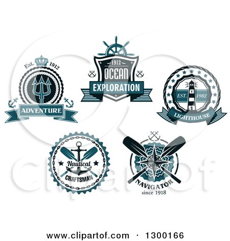 Clipart of Nautical Designs with Text and Banners - Royalty Free Vector Illustration by Vector Tradition SM