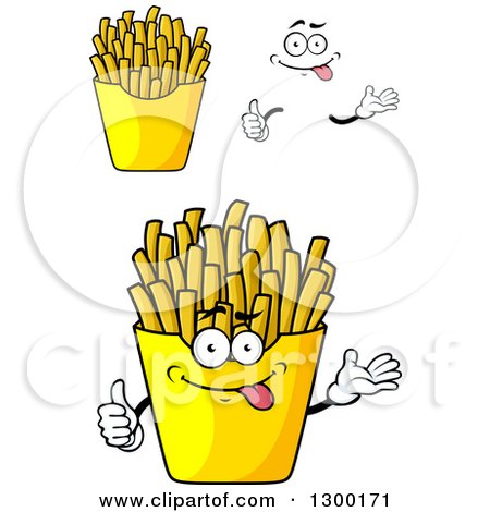 Clipart of a Cartoon Face, Hands and French Fries - Royalty Free Vector Illustration by Vector Tradition SM