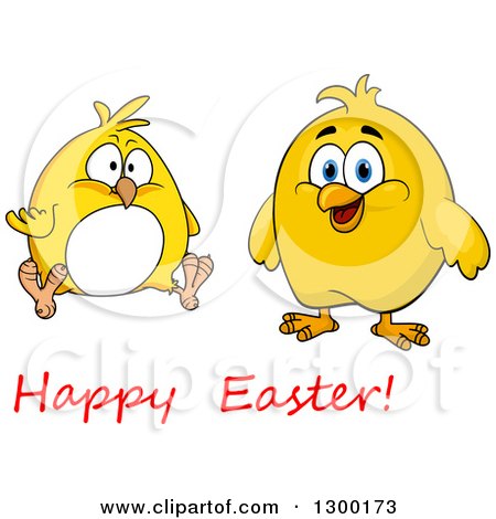 Clipart of Yellow Chicks with Happy Easter Text - Royalty Free Vector Illustration by Vector Tradition SM