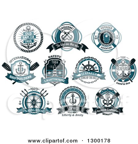 Clipart of Nautical Designs with Text and Banners 2 - Royalty Free Vector Illustration by Vector Tradition SM