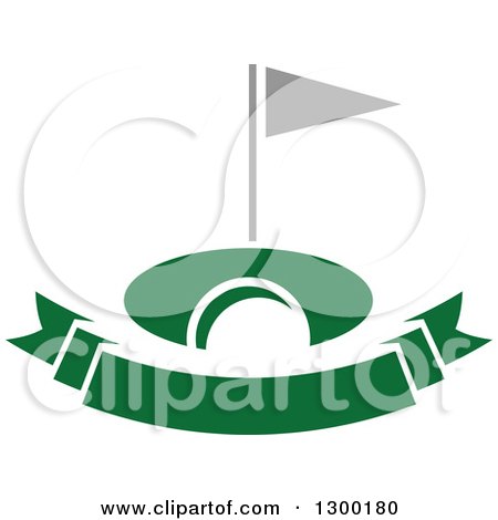 Clipart of a Green Banner, Golf Ball and Flag - Royalty Free Vector Illustration by Vector Tradition SM