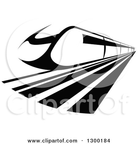 Clipart of a Black and White Fast Train - Royalty Free Vector Illustration by Vector Tradition SM