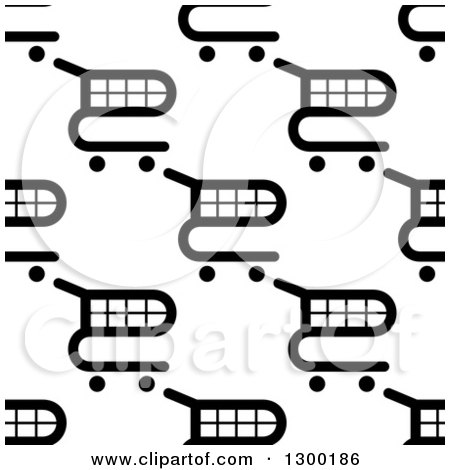 Clipart of a Seamless Pattern Background of Black and White Shopping Carts 3 - Royalty Free Vector Illustration by Vector Tradition SM