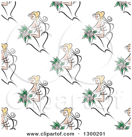 Clipart of a Seamless Background Pattern of a Blond Bride - Royalty Free Vector Illustration by Vector Tradition SM