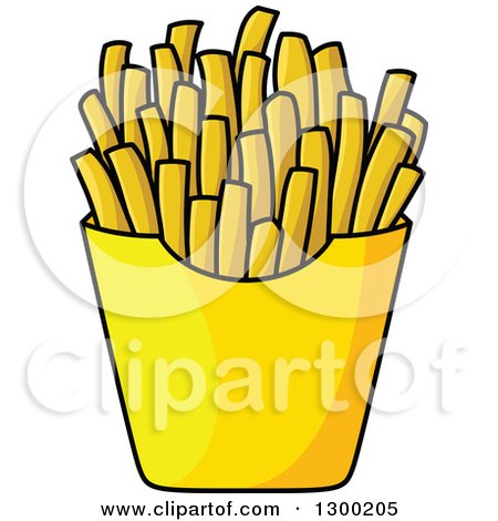 Clipart of a Cartoon Yellow Carton of French Fries - Royalty Free Vector Illustration by Vector Tradition SM