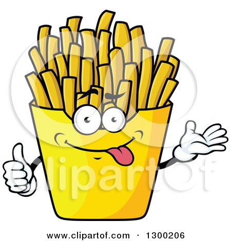 Clipart of a Cartoon Goofy French Fries Character - Royalty Free Vector Illustration by Vector Tradition SM