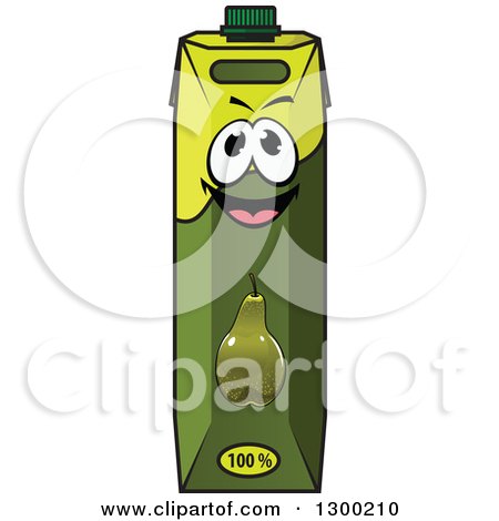 Clipart of a Happy Green Pear Juice Carton - Royalty Free Vector Illustration by Vector Tradition SM