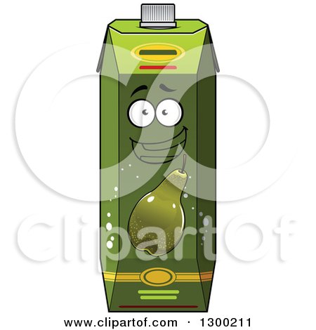 Clipart of a Happy Green Pear Juice Carton 2 - Royalty Free Vector Illustration by Vector Tradition SM