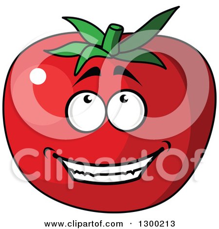 Clipart of a Happy Red Tomato Character Looking up - Royalty Free Vector Illustration by Vector Tradition SM