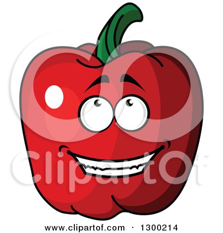 Clipart of a Red Bell Pepper Character Looking up - Royalty Free Vector Illustration by Vector Tradition SM