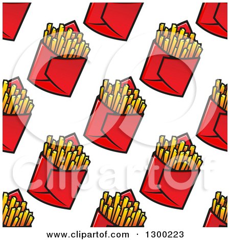 Clipart of a Seamless Background Pattern of French Fries - Royalty Free Vector Illustration by Vector Tradition SM