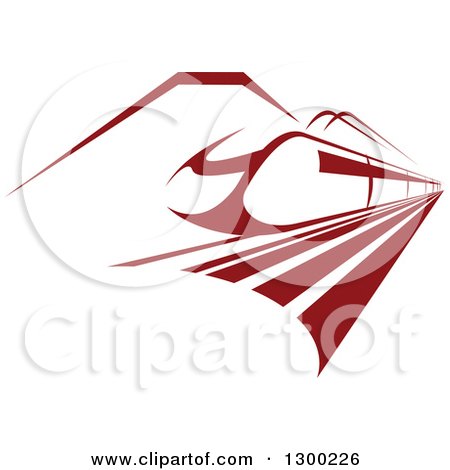 Clipart of a Red Fast Train and Mountains - Royalty Free Vector Illustration by Vector Tradition SM