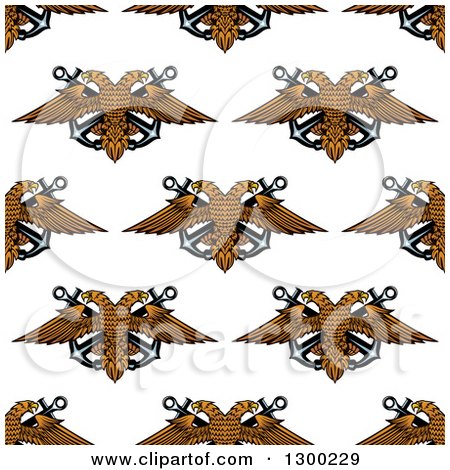 Clipart of a Seamless Background Pattern of Eagles and Anchors 2 - Royalty Free Vector Illustration by Vector Tradition SM