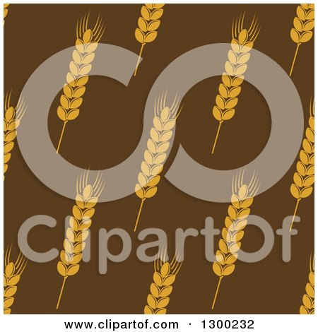 Clipart of a Seamless Background Patterns of Gold Wheat on Brown - Royalty Free Vector Illustration by Vector Tradition SM