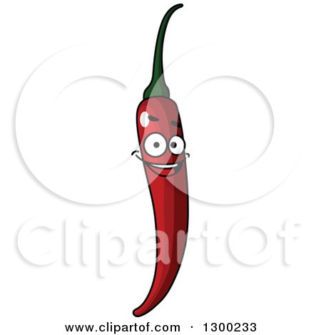 Clipart of a Smiling Red Chili Pepper Character - Royalty Free Vector Illustration by Vector Tradition SM