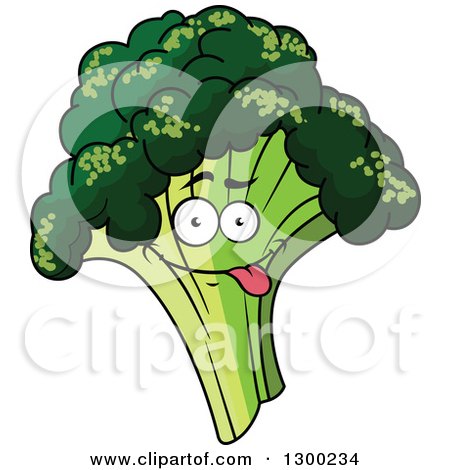 Clipart of a Broccoli Character Sticking His Tongue out - Royalty Free Vector Illustration by Vector Tradition SM