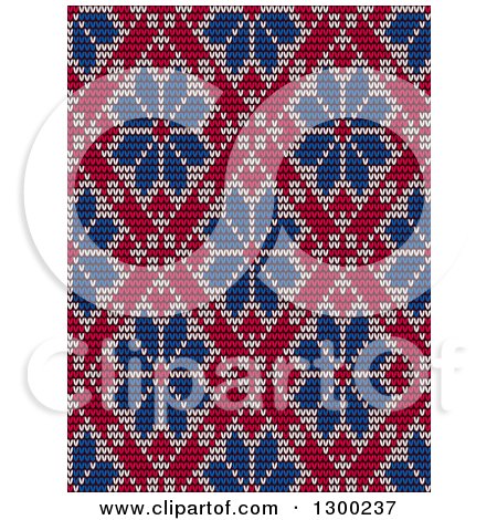 Clipart of a Red and Blue Seamless Scandinavian Embroidery Floral Pattern - Royalty Free Vector Illustration by Vector Tradition SM