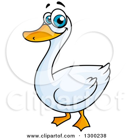 Clipart of a Cartoon White Duck or Goose - Royalty Free Vector Illustration by Vector Tradition SM
