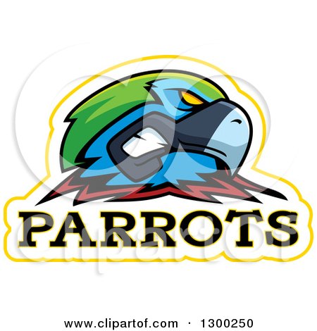 Clipart of a Tough Parrot Bird Mascot Head with Text - Royalty Free Vector Illustration by Cory Thoman
