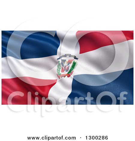 Clipart of a 3d Waving Rippling Flag of the Dominican Republic - Royalty Free Illustration by stockillustrations