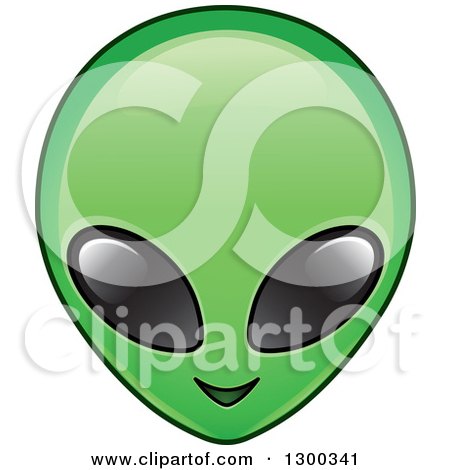 Clipart of a Happy Green Alien Face with Black Eyes - Royalty Free Vector Illustration by yayayoyo