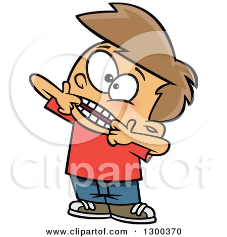 Clipart of a Cartoon Bratty Brunette White Boy Making a Funny Face - Royalty Free Vector Illustration by toonaday