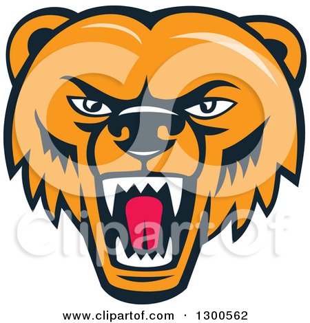 Clipart of a Cartoon Roaring Angry Grizzly Bear Face - Royalty Free Vector Illustration by patrimonio