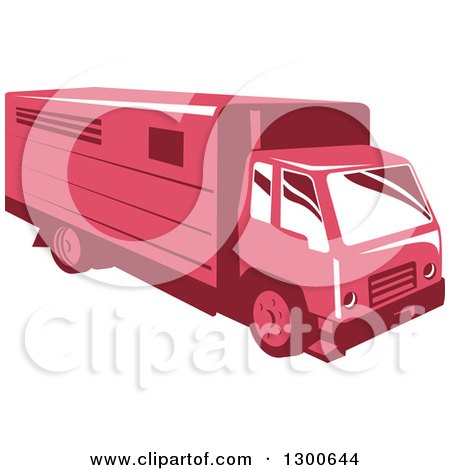 Clipart of a Retro Red Horse Trailer Truck - Royalty Free Vector Illustration by patrimonio