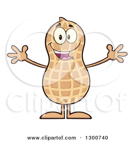 Clipart of a Happy Peanut Mascot Character Wanting a Hug - Royalty Free Vector Illustration by Hit Toon
