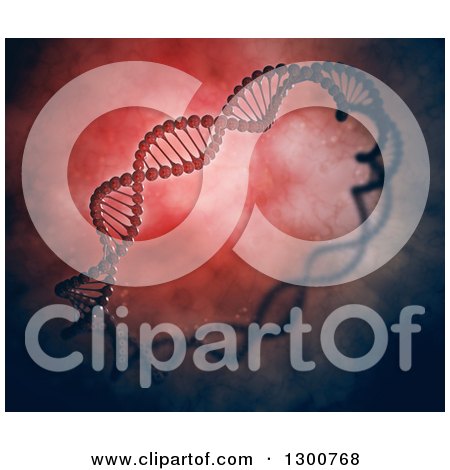Clipart of a 3d Dna Strand Ring on Red - Royalty Free Illustration by Mopic