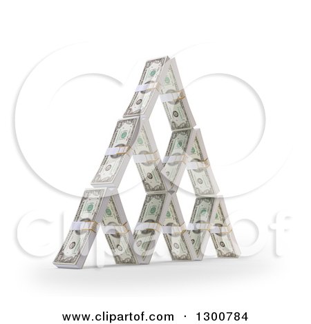 Clipart of a 3d House of Dollar Bill Bundles, on White - Royalty Free Illustration by Mopic